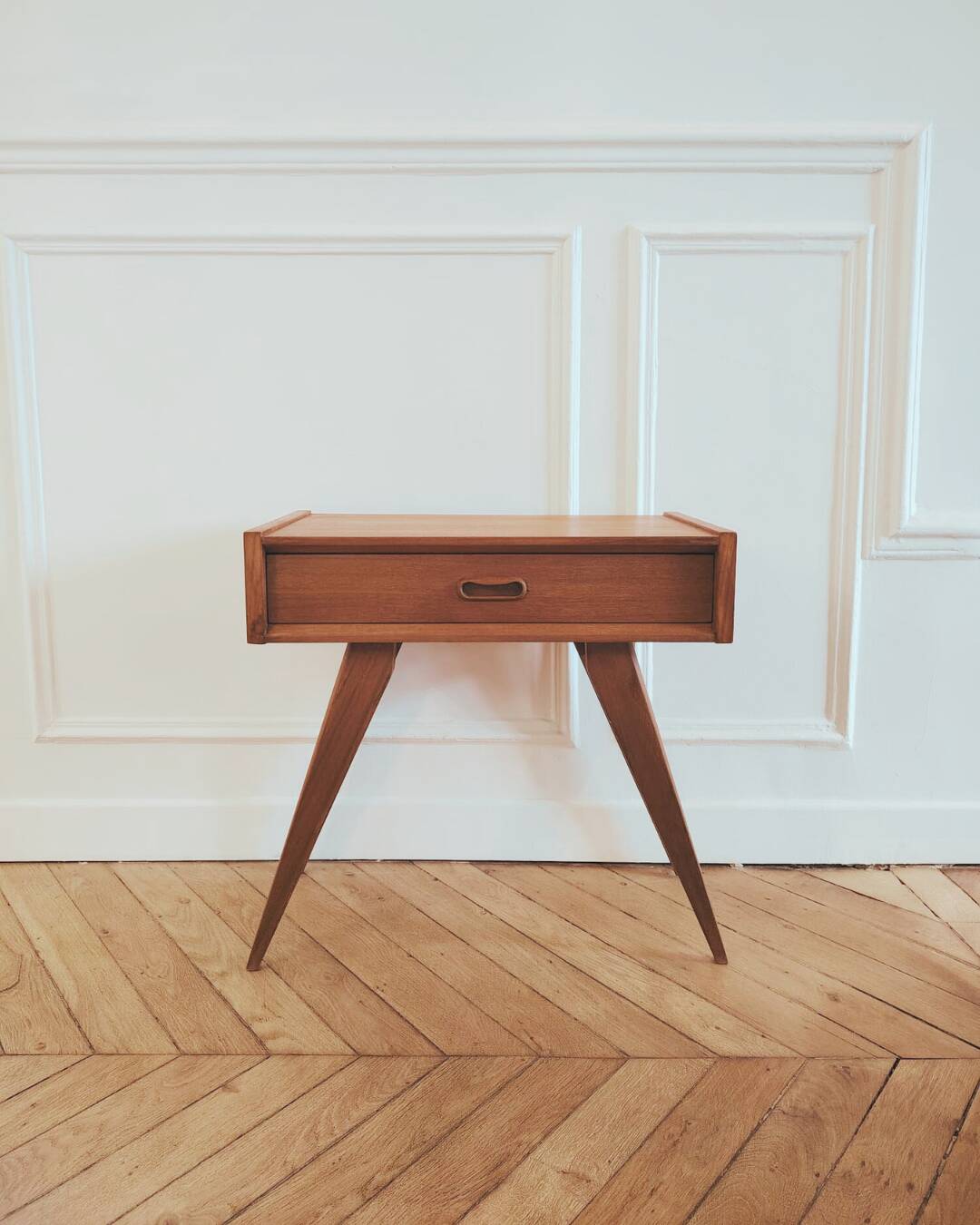 Renovated vintage Scandinavian style bedside table