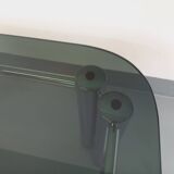 Vintage Italian Space Age square coffee table in smoked glass and chrome metal