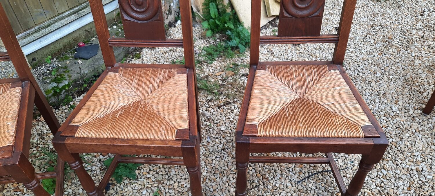 6 chairs and two brutalist armchairs