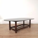 Scandinavian oval smoked glass coffee table