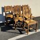 6 rustic style chairs, wood and straw, 1940