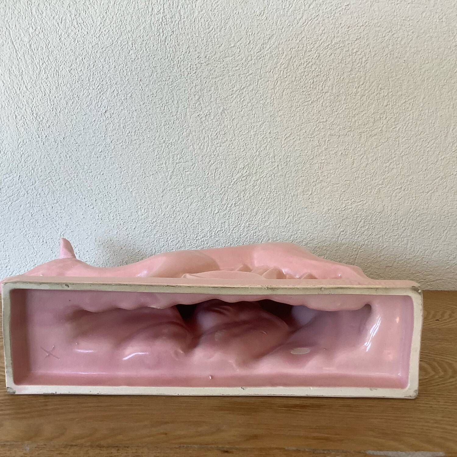 Pink doe sculpture geo conde saint clement earthenware france 1930 art deco