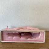 Pink doe sculpture geo conde saint clement earthenware france 1930 art deco