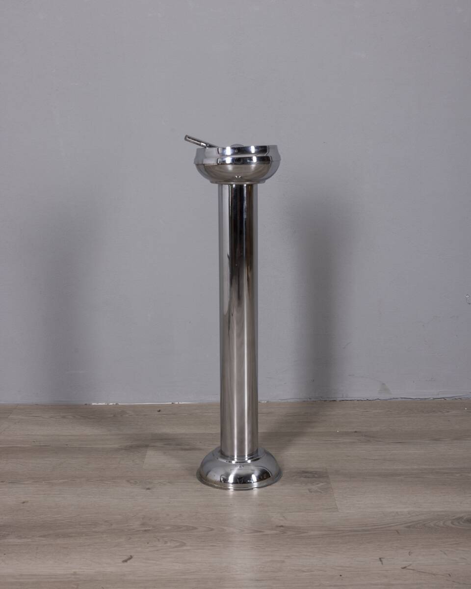 Vintage 1970s Italian-design chrome-plated metal floor ashtray