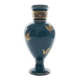 Small turquoise blue and gold porcelain vase with elegant floral patterns.