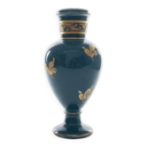 Petit vase bleu turquoise et or en porcelaine avec élégants motifs floraux