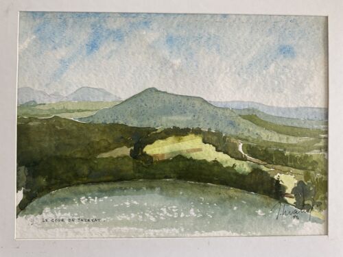 Painting "gour de tazenat" (puy de dôme) jean-francois devaliere (1926-2021)