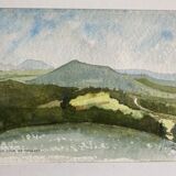 Painting "gour de tazenat" (puy de dôme) jean-francois devaliere (1926-2021)