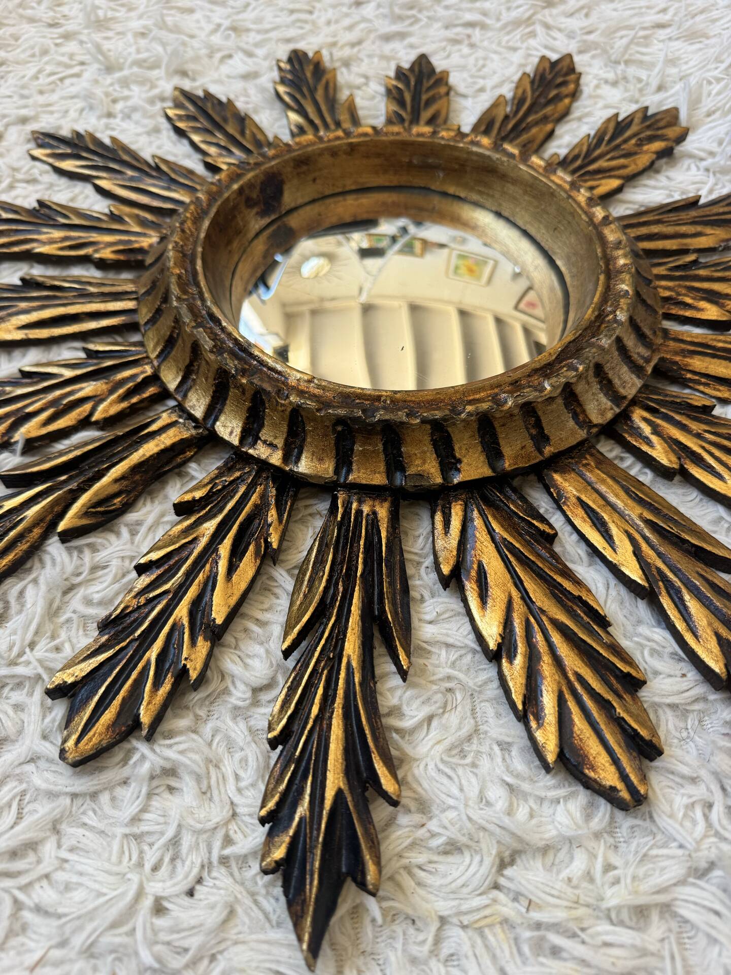 Miroir convexe doré ancien
