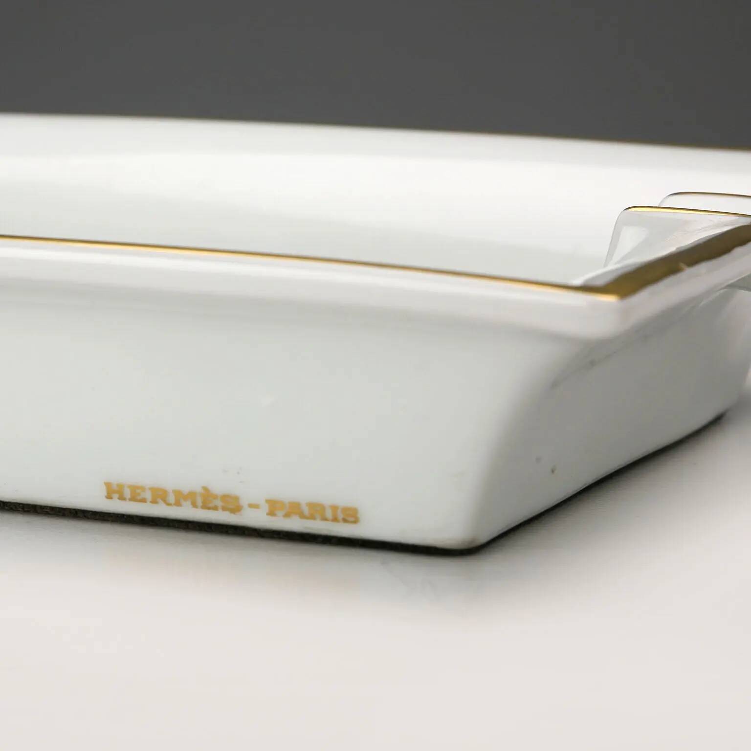 Vintage Hermès Paris ashtray in porcelain, France, 1980s.
