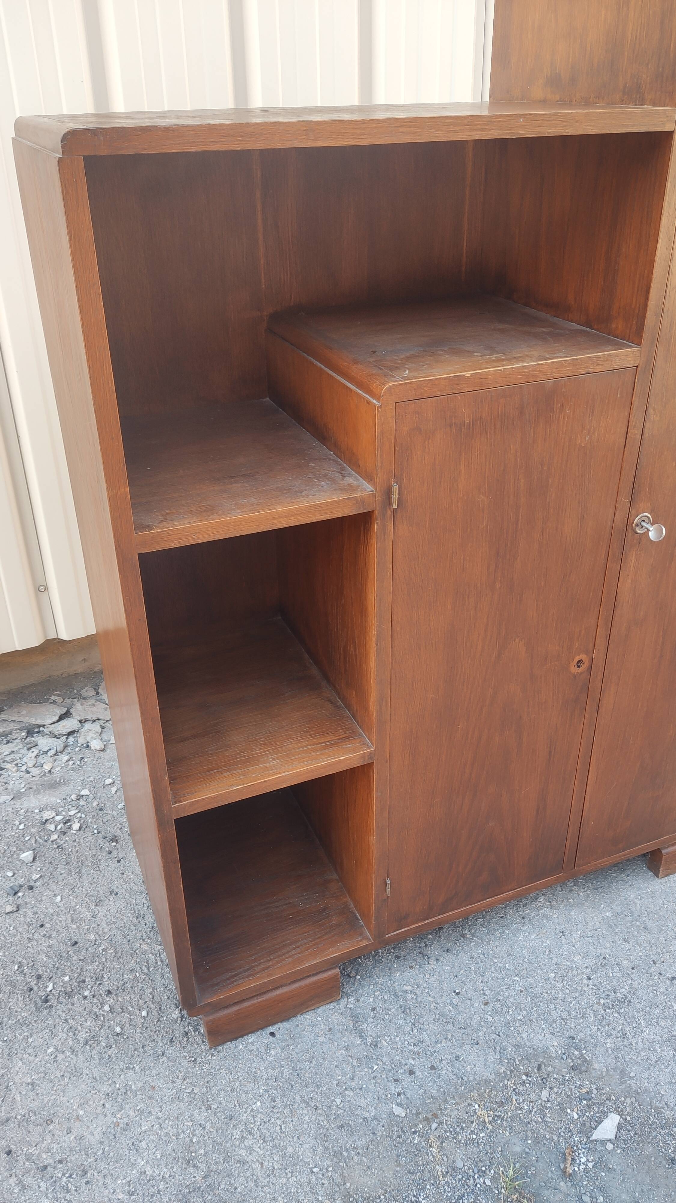 Two-door modernist shelf cabinet, art deco