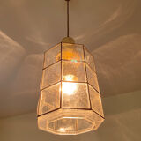 Pair of pendant lamps vintage limburg, glass & brass, 70s