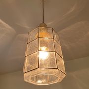 Pair of pendant lamps vintage limburg, glass & brass, 70s