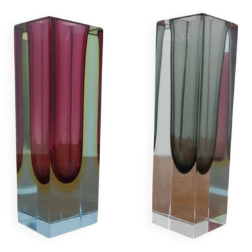 Italian Murano Glass Sommerso Vases from Murano, 1960s, Set of 2