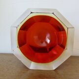 Octagonal vide poche or ashtray Sommerso Murano, design by Flavio Poli, 1970.