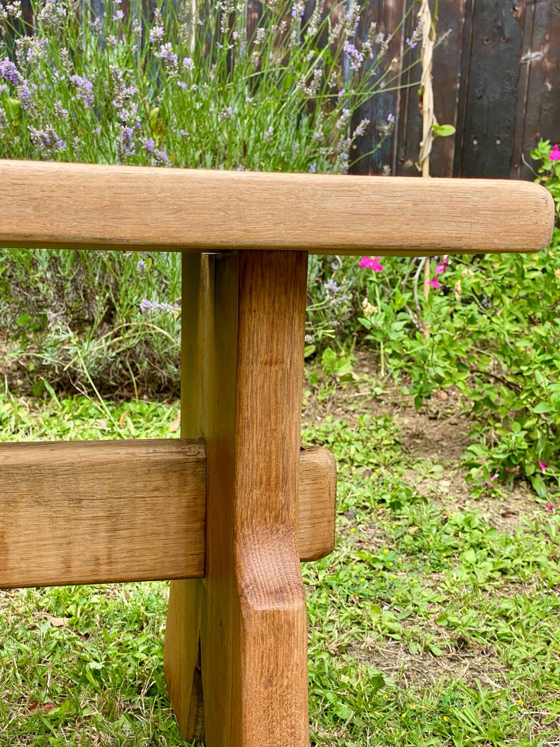 Pair of handcrafted solid elm benches