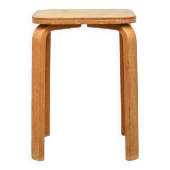 Vintage wooden stool, square stool, pine stool, side stool