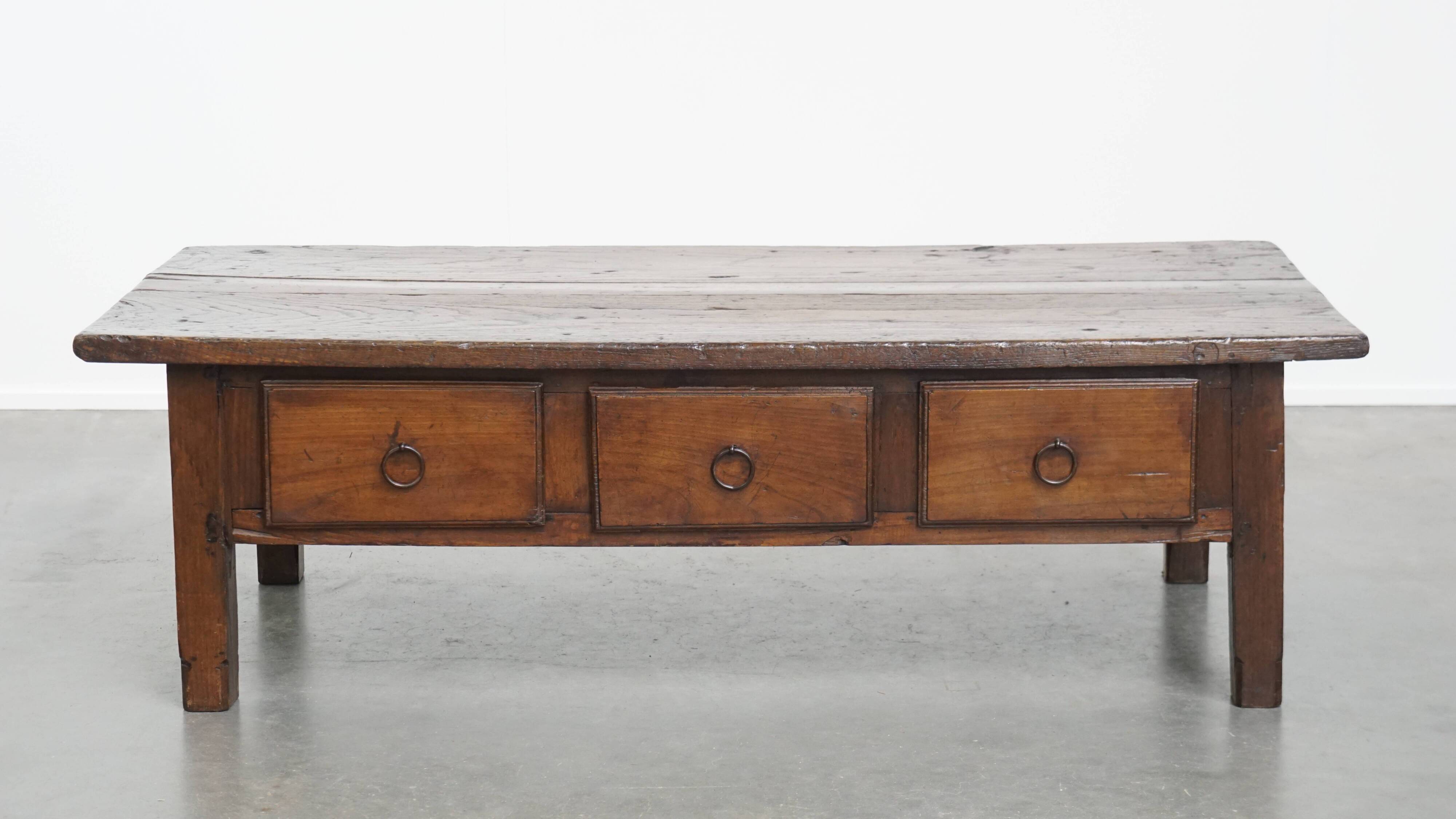 Antique South European 18th-Century Coffee Table with Three Drawers