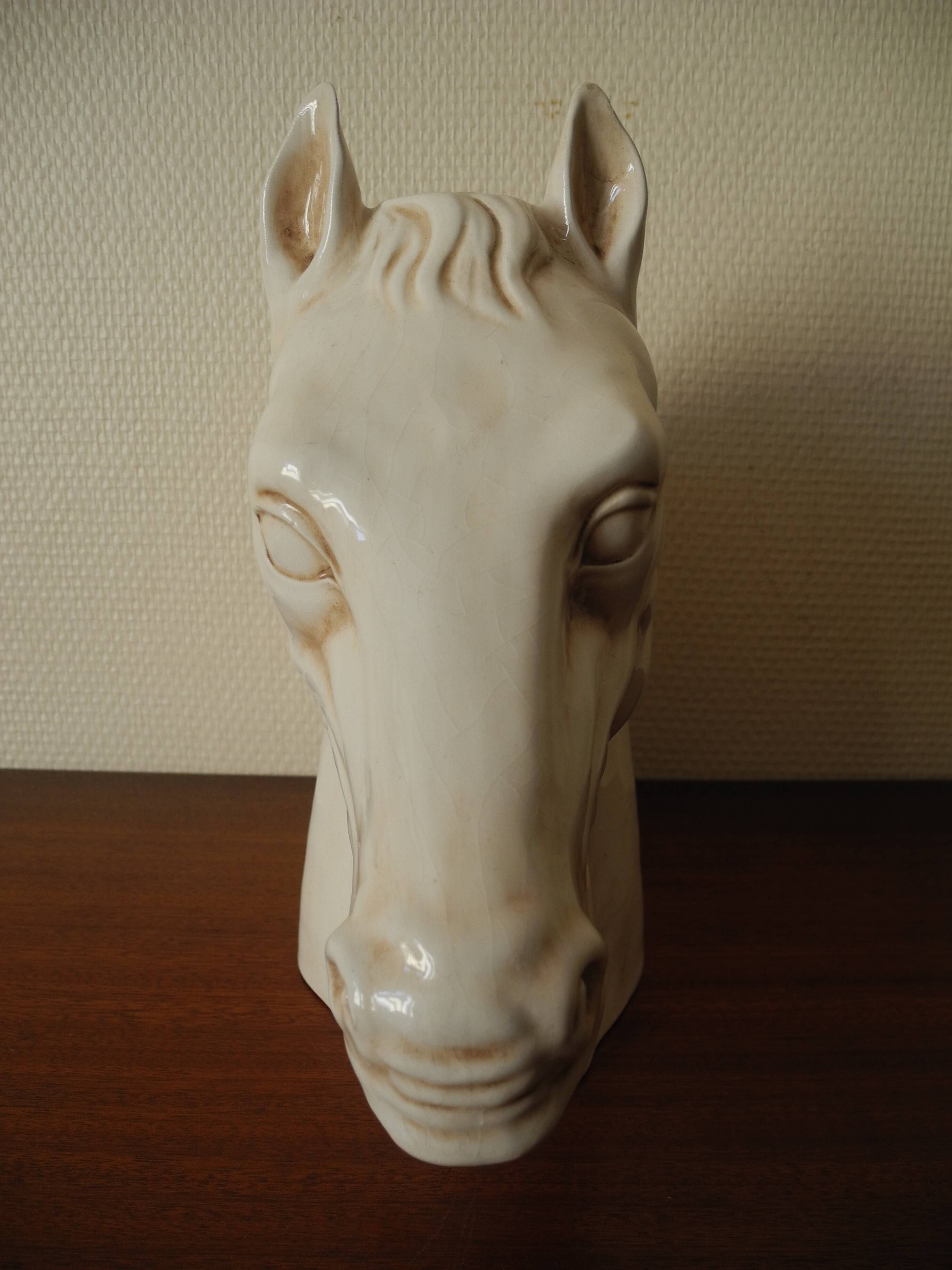 Ceramic horse head lamp base vintage horse lamp base design 70s
