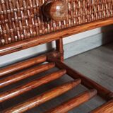Rattan drawer table, bamboo and braided wicker