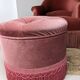 Pouf or footrest in pink velvet with fringes
