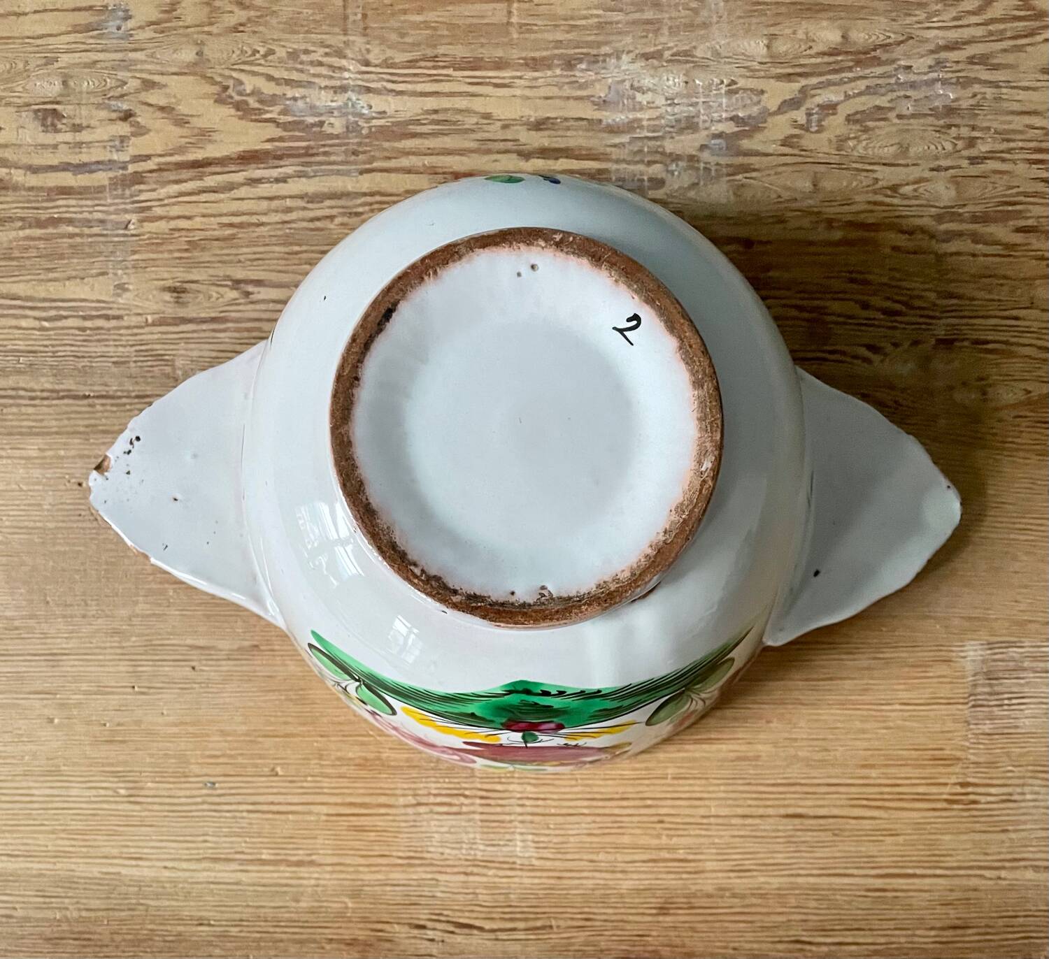 Old 19th century eared bowl, Eastern earthenware