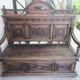 Banquette-coffre ancienne style Henri II / Néo-Renaissance en bois sculpté