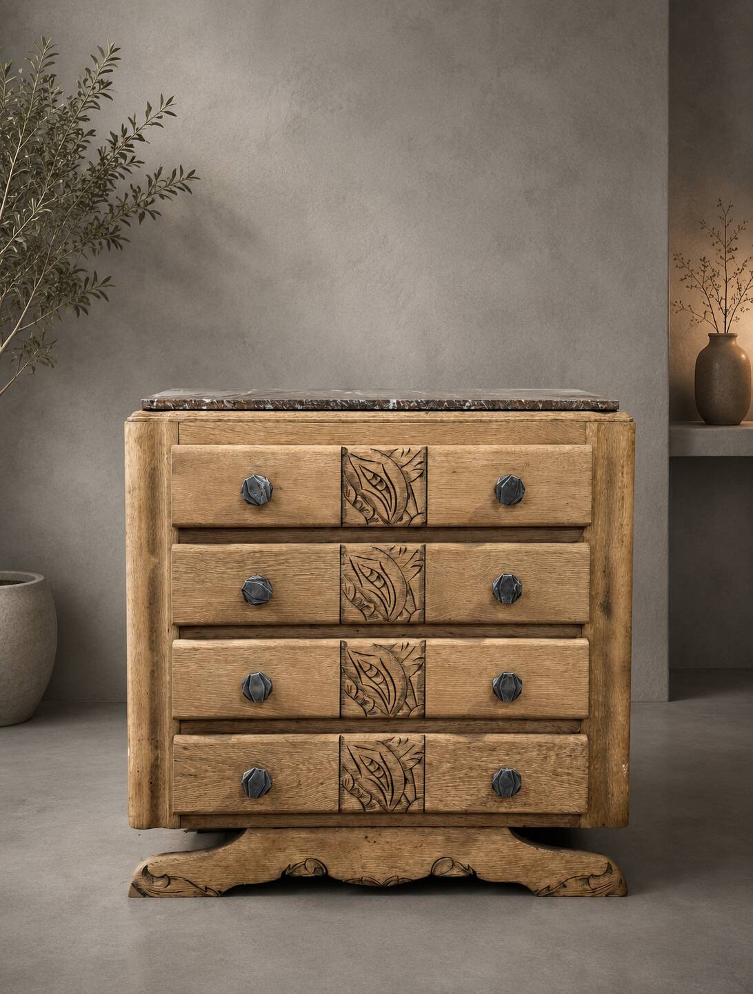 Art Deco oak chest of drawers