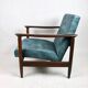 Fauteuil GFM-142 en velours caméléon bleu par Edmund Homa, années 1970