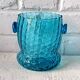Ice bucket optical turquoise glass, vintage crystal