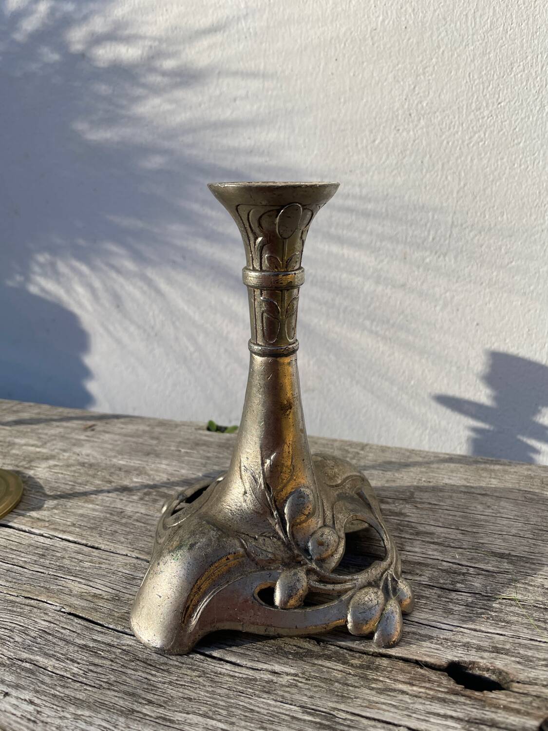 3 antique candlesticks in gold and silver metal