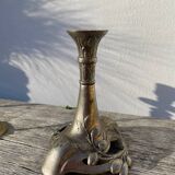 3 antique candlesticks in gold and silver metal