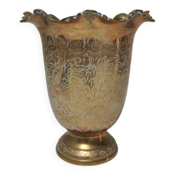 Vintage solid brass flower spike vase