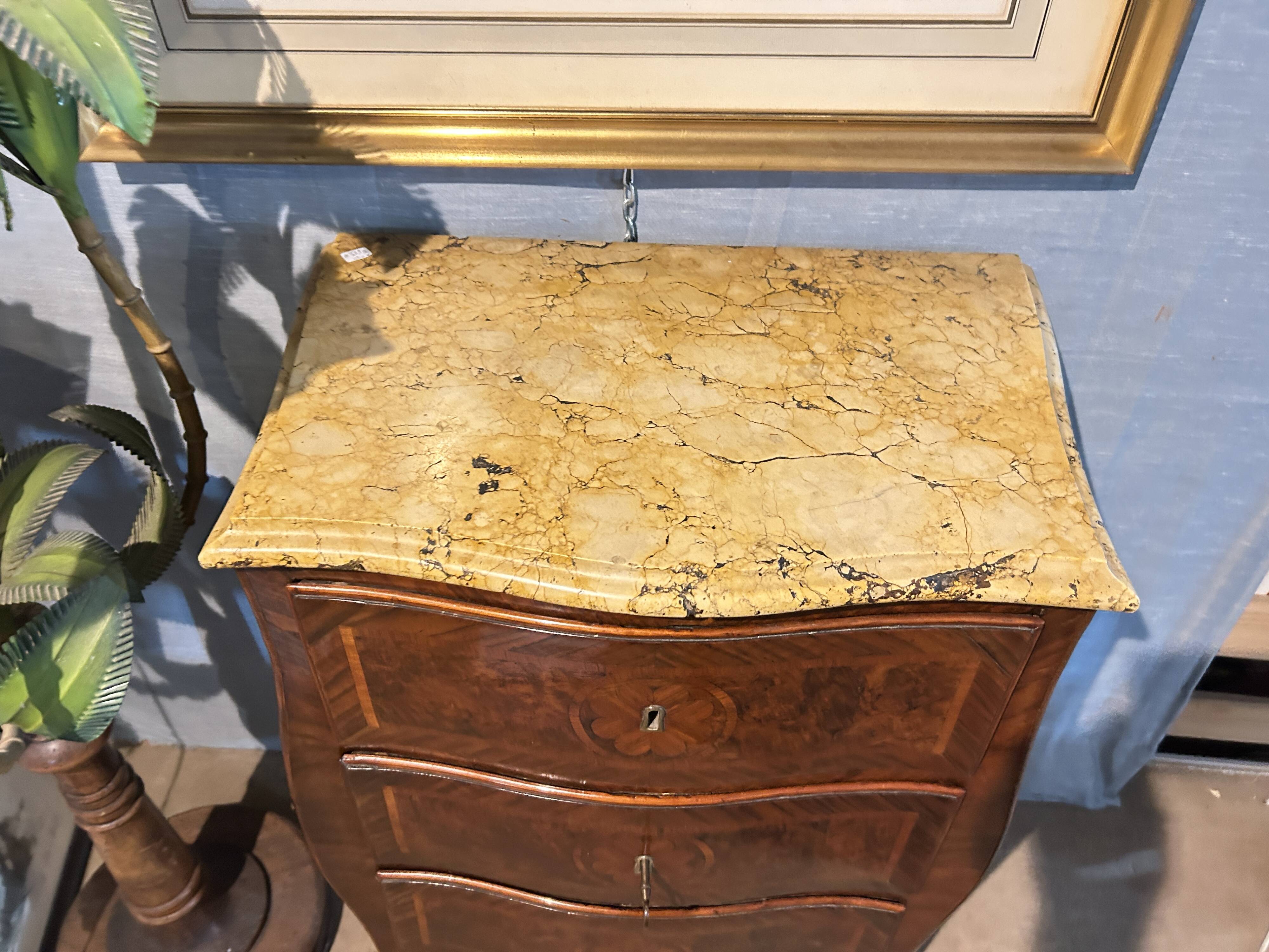 Louis XV marquetry commode, curved.
