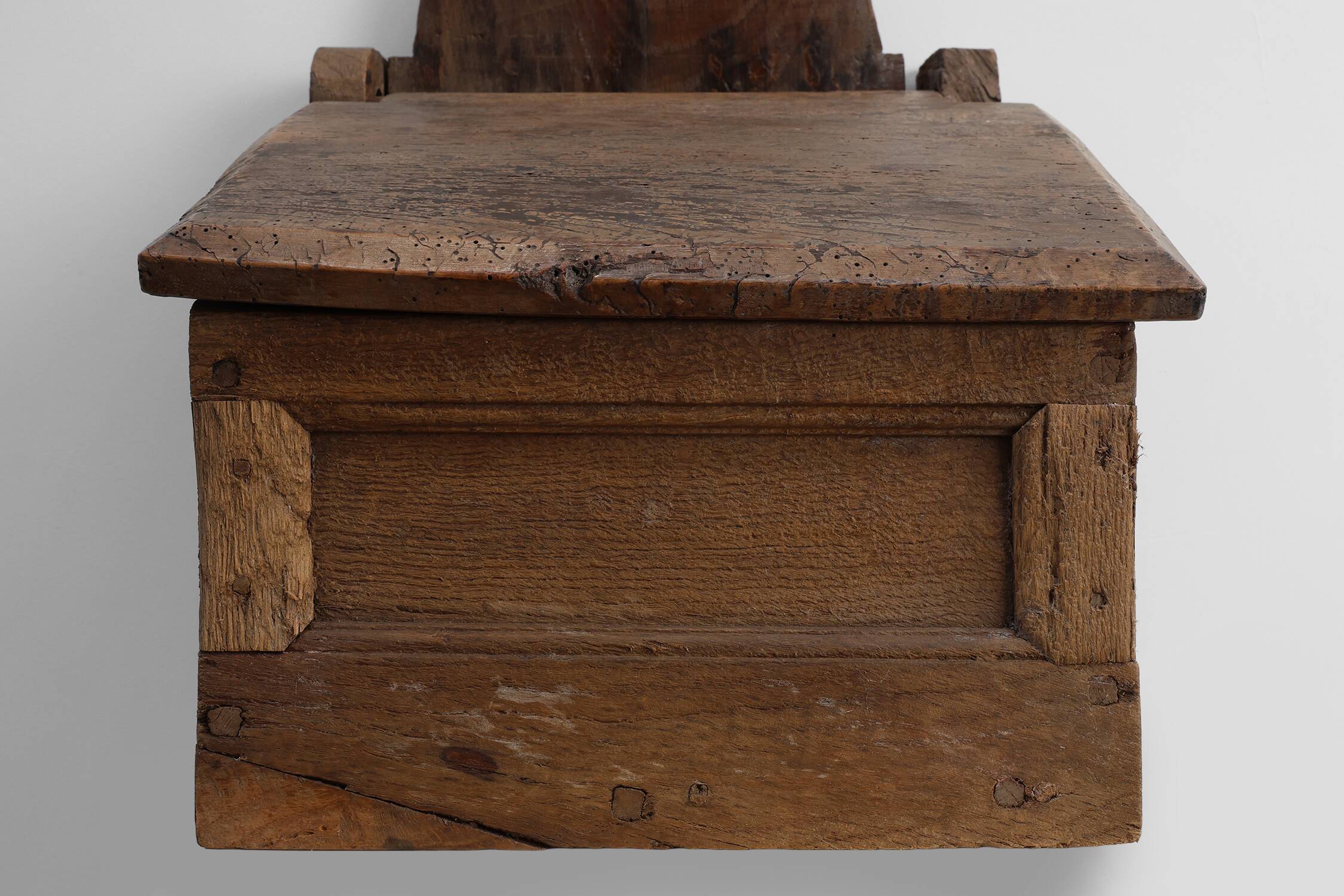 Antique French Oak Wall Salt Box, ca. 1850
