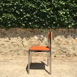 Set 3 chrome steel chairs - 1 70's stool