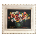 Old oil on canvas depicting a bouquet of flowers