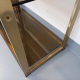 Artelano vintage bookcase shelves in gold metal smoked glass from the 70s