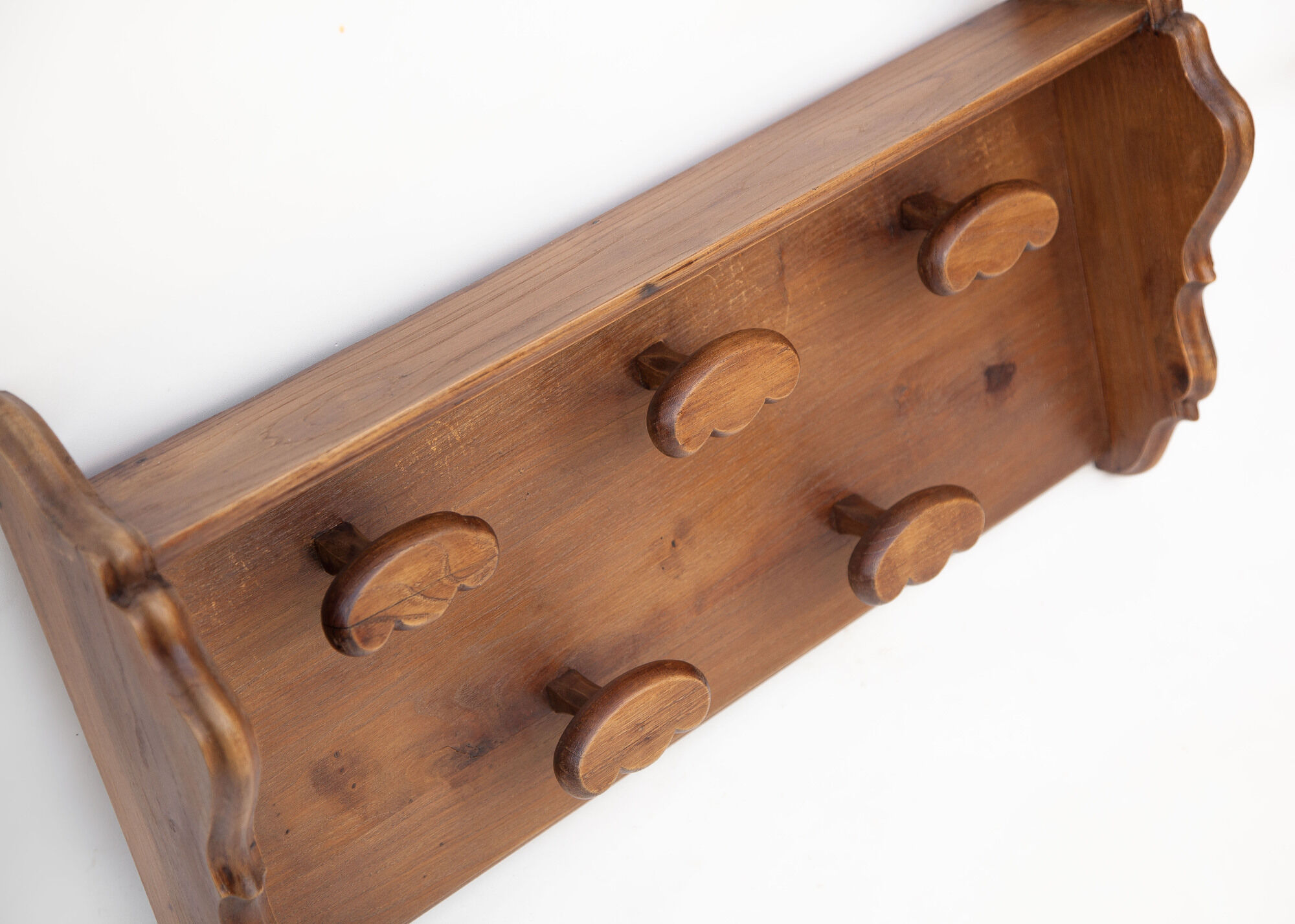 Vintage coat rack, wall-mounted wooden coat rack, 5 hooks, rustic, cloakroom, coat hanger, rack