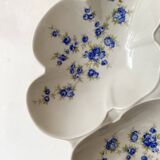 Plat 3 compartments en porcelaine Pillivuyt, fleurs bleues