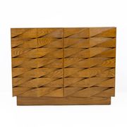 Carved Oak Italian Sideboard with Travertine Top