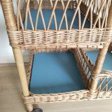 Vintage rattan rolling table