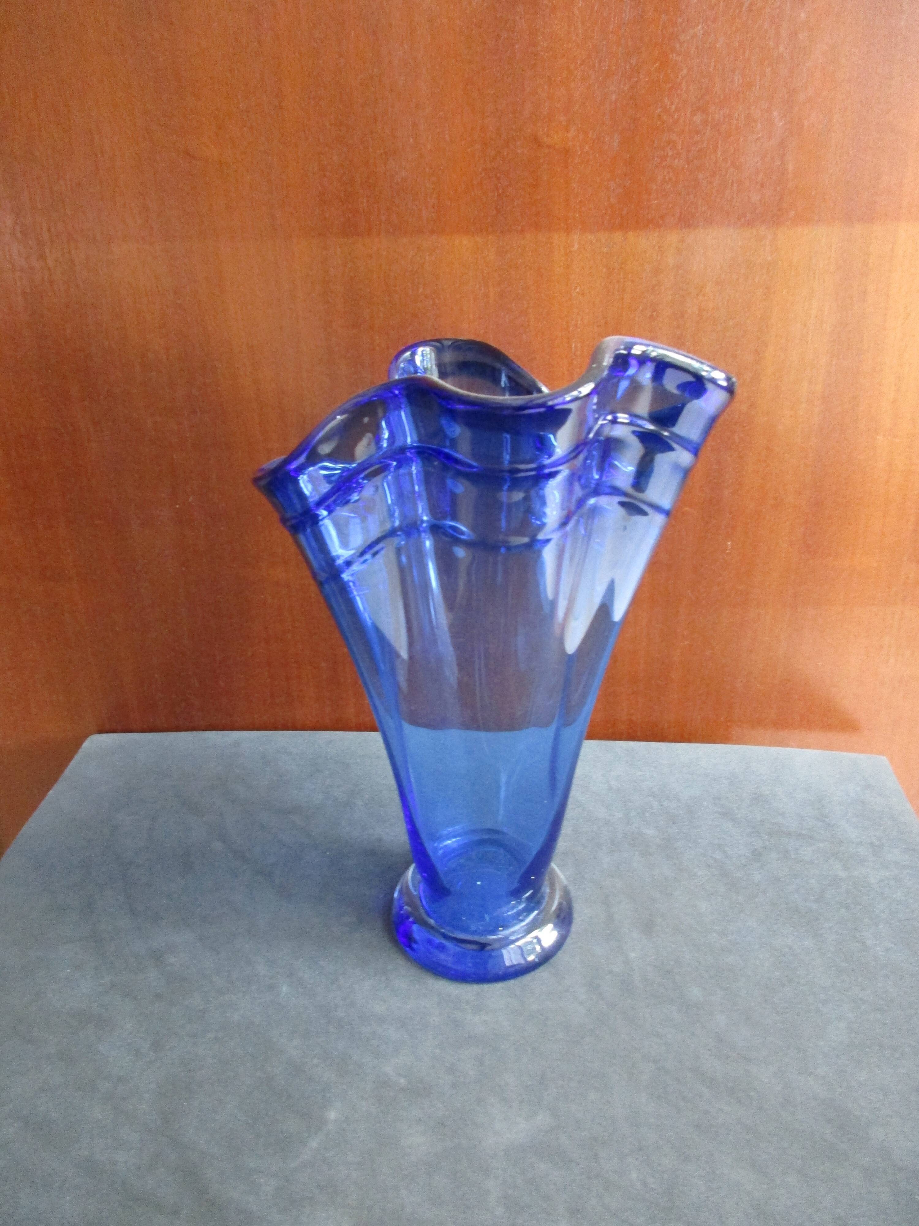 Blue glass vase