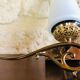 Pair of wall sconces in opaline and brass 60s
