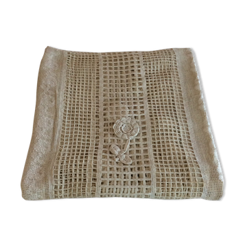 Old crochet bed top and embroidery.
