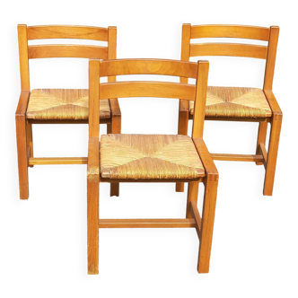 Set of 3 chairs from Regain in solid elm.