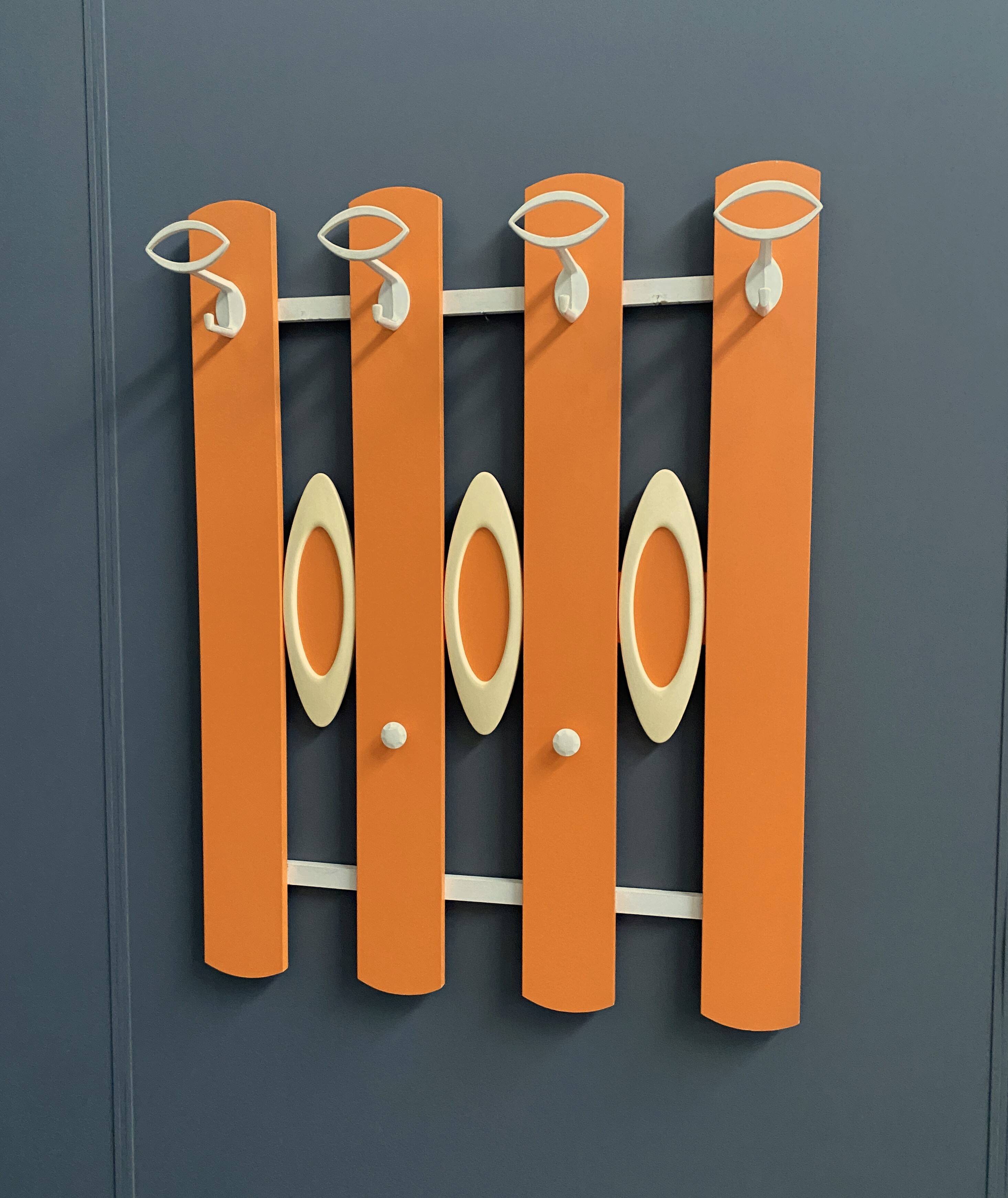 Orange wall unit Coat rack 1970s by ED Design