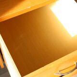 Oak desk, splayed legs, drawers, 1960.