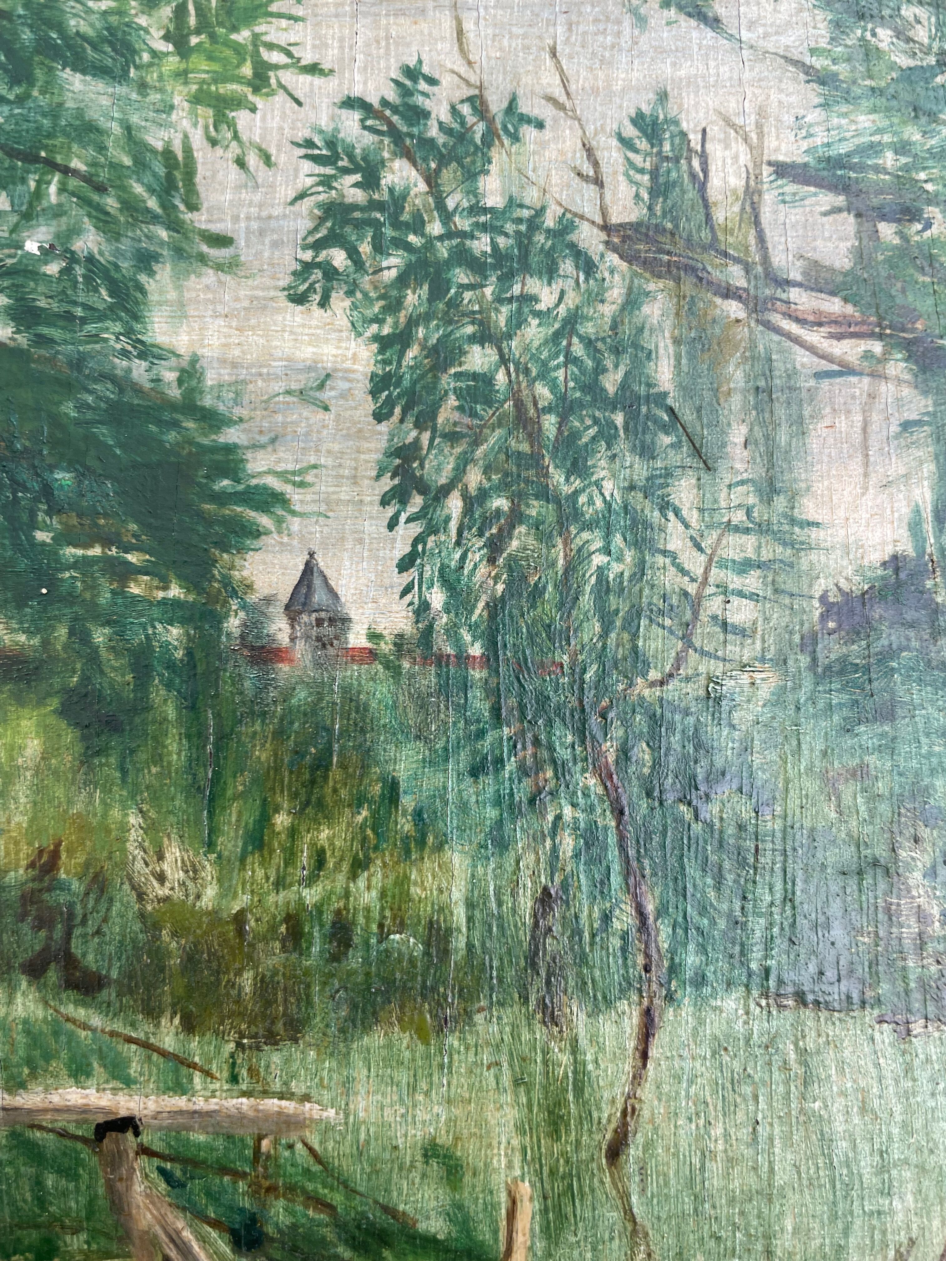 Painting old painting 1946 Lamy Vacances Haute Garonne