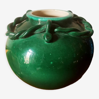 Ball vase with green ceramic string decoration